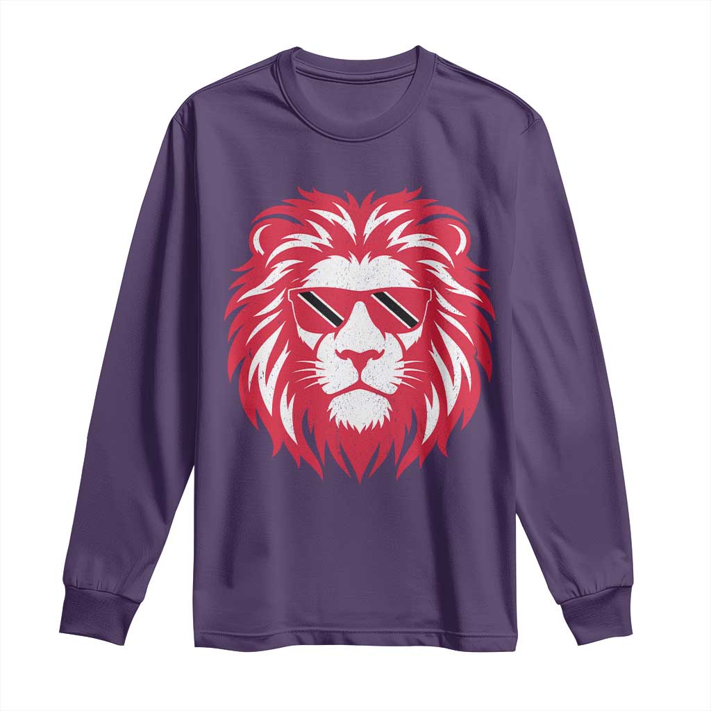 Trinidad and Tobago Lion Long Sleeve Shirt Vintage Caribbean Pride TS10 S Purple Print Your Wear