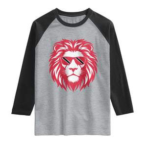 Trinidad and Tobago Lion Raglan Shirt Vintage Caribbean Pride TS10 XS Heather Gray Black Print Your Wear