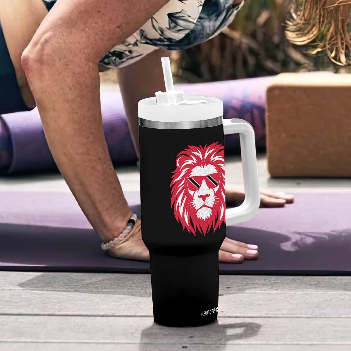 Trinidad and Tobago Lion Tumbler With Handle Vintage Caribbean Pride TS10 Print Your Wear