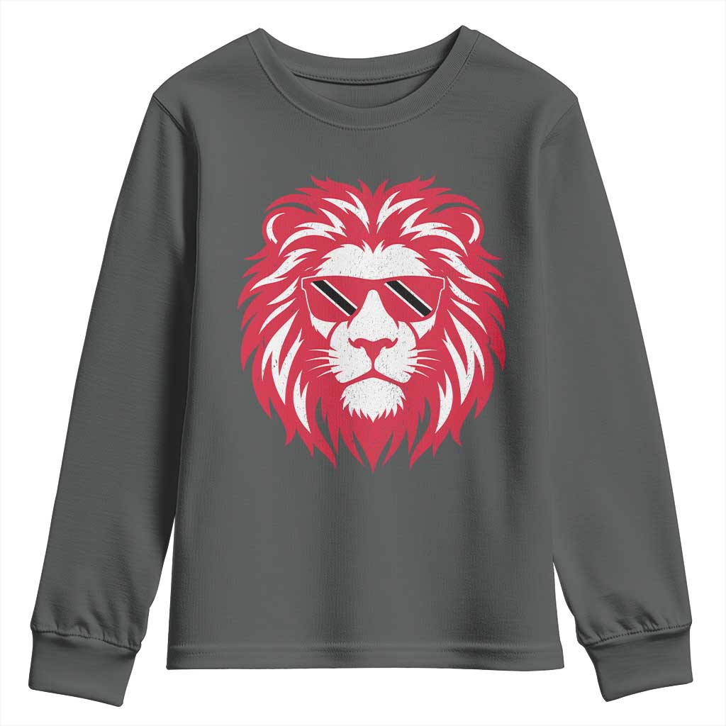 Trinidad and Tobago Lion Youth Sweatshirt Vintage Caribbean Pride TS10 Dark Heather Print Your Wear