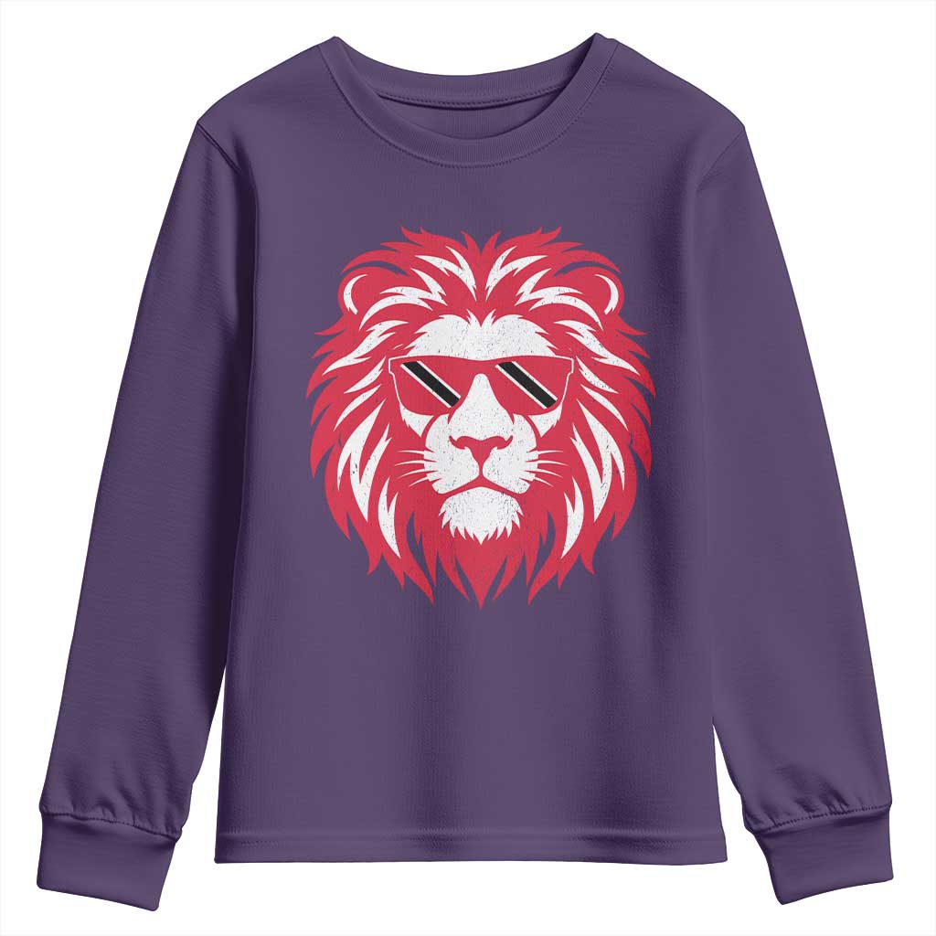 Trinidad and Tobago Lion Youth Sweatshirt Vintage Caribbean Pride TS10 Purple Print Your Wear