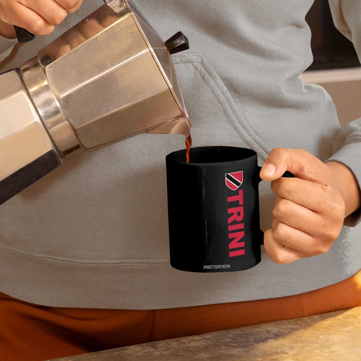 Vintage Trini Coffee Mug Trinidad and Tobago Flag Minimalist Patriotic Caribbean Pride TS10 Print Your Wear