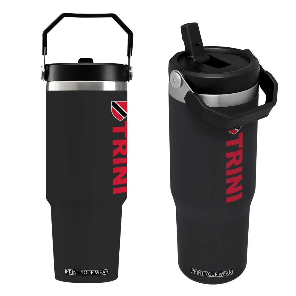 Vintage Trini Flip Straw Tumbler Trinidad and Tobago Flag Minimalist Patriotic Caribbean Pride TS10 One Size: 30 oz Black Print Your Wear