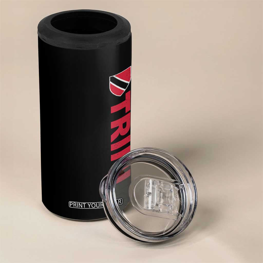 Vintage Trini 4 in 1 Can Cooler Tumbler Trinidad and Tobago Flag Minimalist Patriotic Caribbean Pride TS10 Print Your Wear