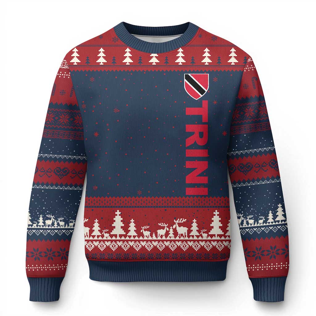Vintage Trini Ugly Christmas Sweater Trinidad and Tobago Flag Minimalist Patriotic Caribbean Pride TS10 Navy Red Print Your Wear