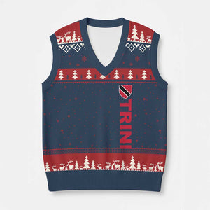 Vintage Trini V-Neck Knit Sweater Vest Trinidad and Tobago Flag Minimalist Patriotic Caribbean Pride TS10 Navy Red Print Your Wear