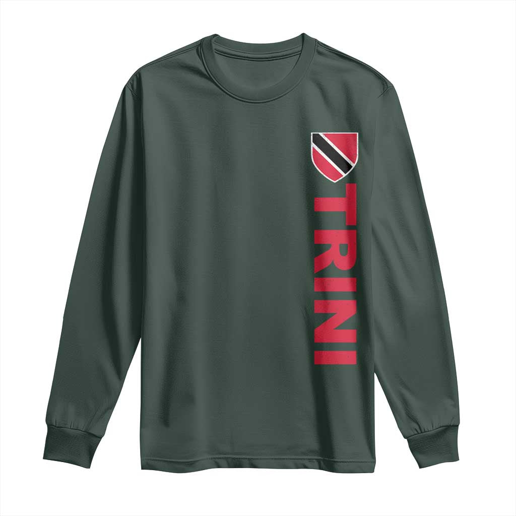Vintage Trini Long Sleeve Shirt Trinidad and Tobago Flag Minimalist Patriotic Caribbean Pride TS10 Dark Forest Green Print Your Wear