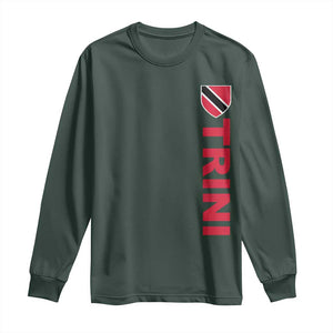 Vintage Trini Long Sleeve Shirt Trinidad and Tobago Flag Minimalist Patriotic Caribbean Pride TS10 Dark Forest Green Print Your Wear