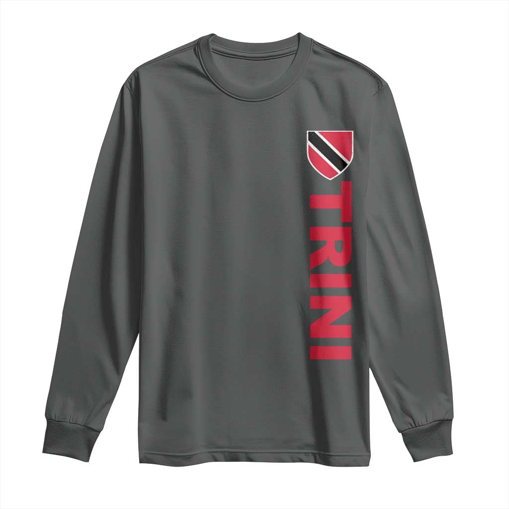 Vintage Trini Long Sleeve Shirt Trinidad and Tobago Flag Minimalist Patriotic Caribbean Pride TS10 Dark Heather Print Your Wear