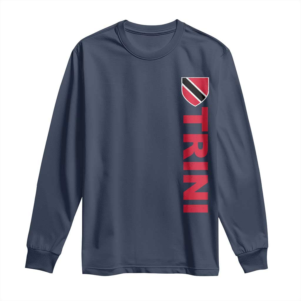 Vintage Trini Long Sleeve Shirt Trinidad and Tobago Flag Minimalist Patriotic Caribbean Pride TS10 Navy Print Your Wear