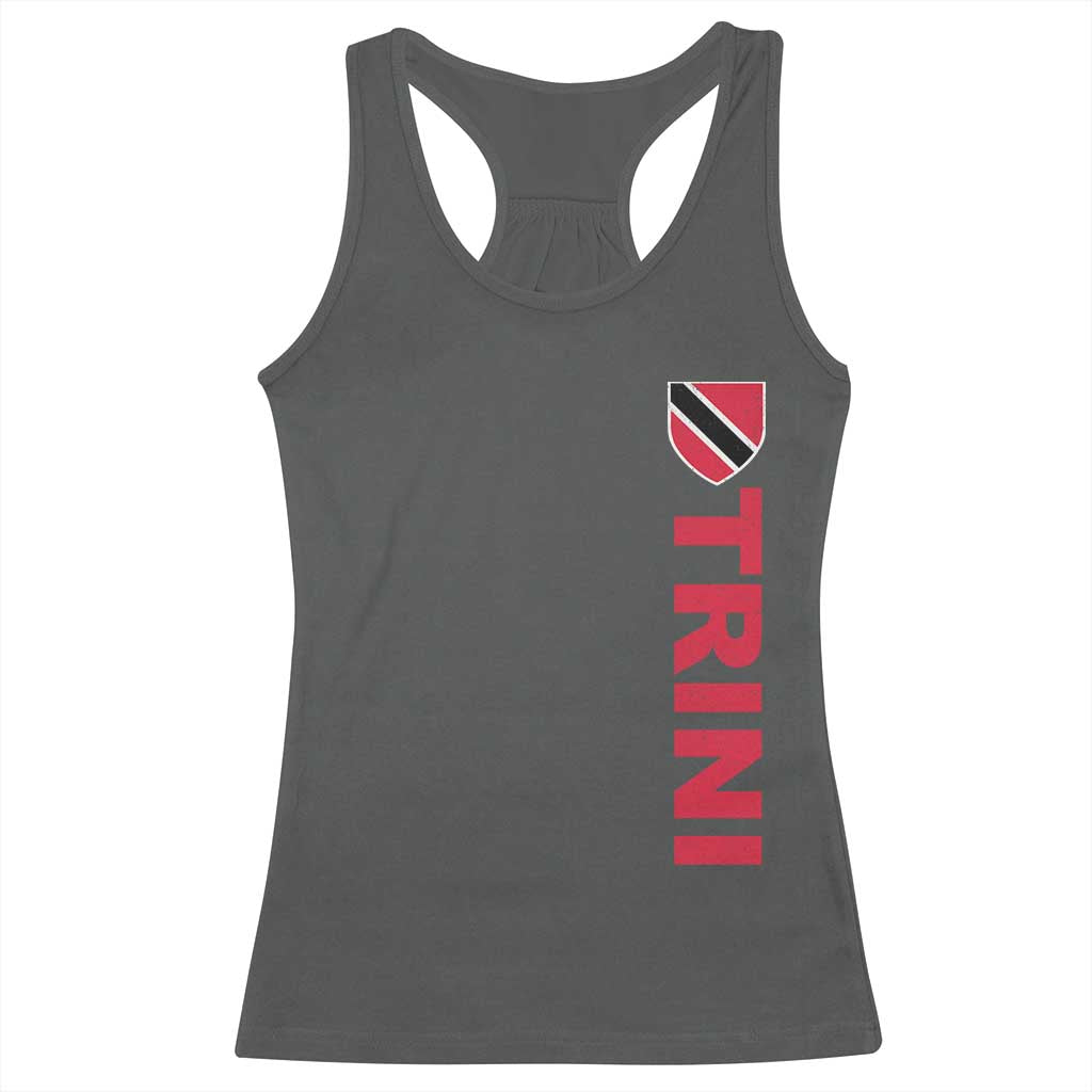 Vintage Trini Racerback Tank Top Trinidad and Tobago Flag Minimalist Patriotic Caribbean Pride TS10 Dark Heather Print Your Wear