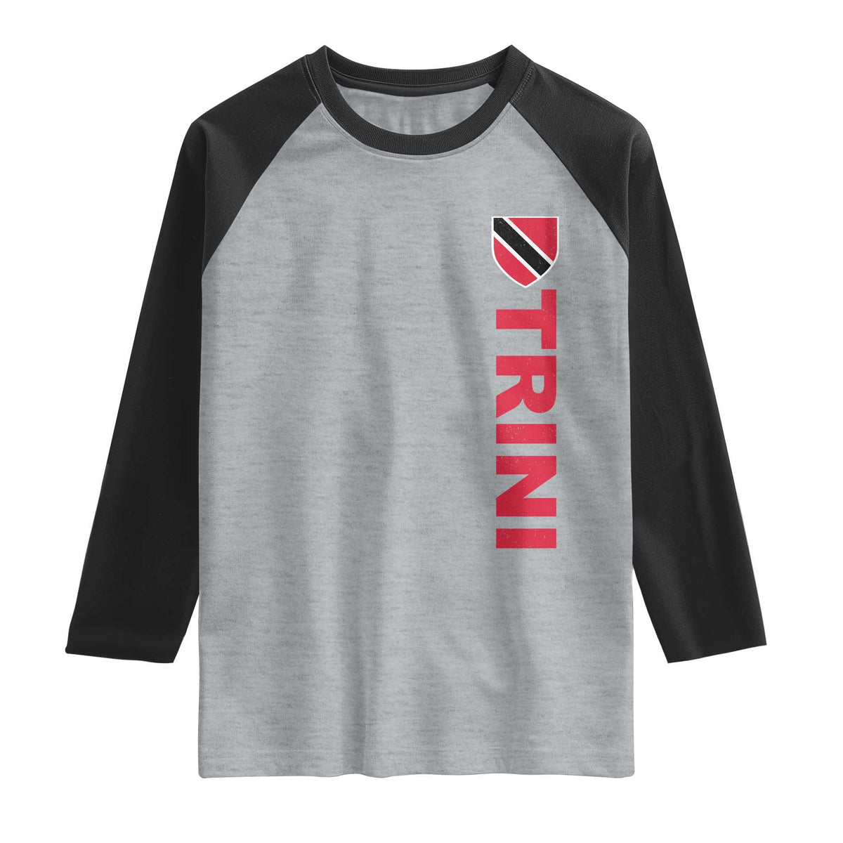 Vintage Trini Raglan Shirt Trinidad and Tobago Flag Minimalist Patriotic Caribbean Pride TS10 XS Heather Gray Black Print Your Wear