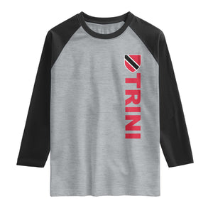Vintage Trini Raglan Shirt Trinidad and Tobago Flag Minimalist Patriotic Caribbean Pride TS10 XS Heather Gray Black Print Your Wear