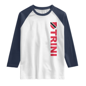 Vintage Trini Raglan Shirt Trinidad and Tobago Flag Minimalist Patriotic Caribbean Pride TS10 White Navy Print Your Wear