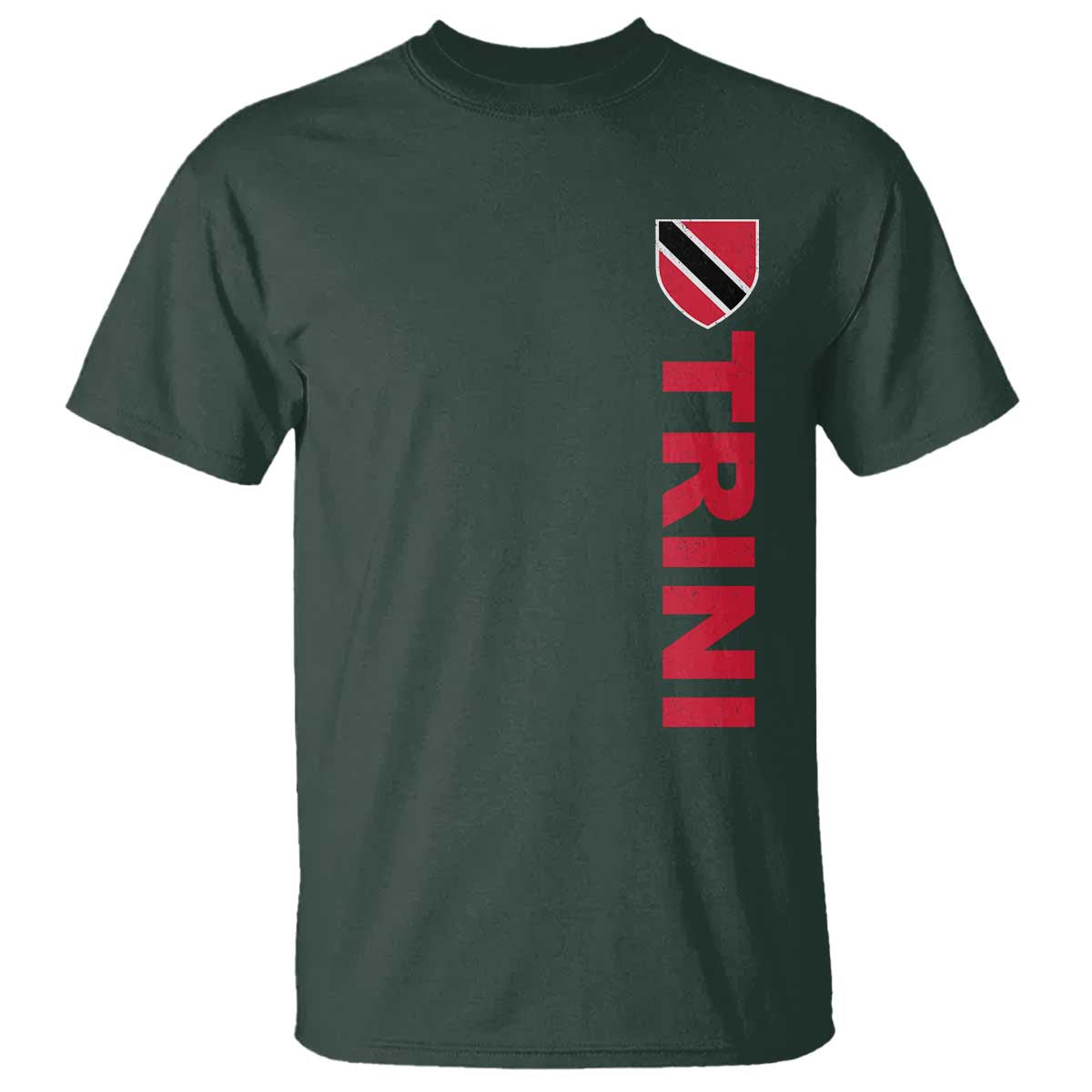 Vintage Trini T Shirt Trinidad and Tobago Flag Minimalist Patriotic Caribbean Pride TS10 Dark Forest Green Print Your Wear