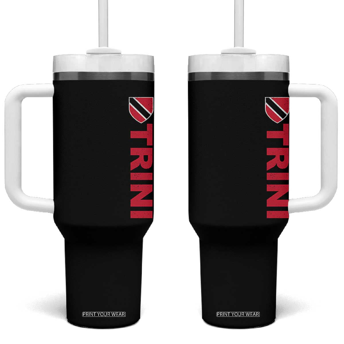 Vintage Trini Tumbler With Handle Trinidad and Tobago Flag Minimalist Patriotic Caribbean Pride TS10 One Size: 40 oz Black Print Your Wear