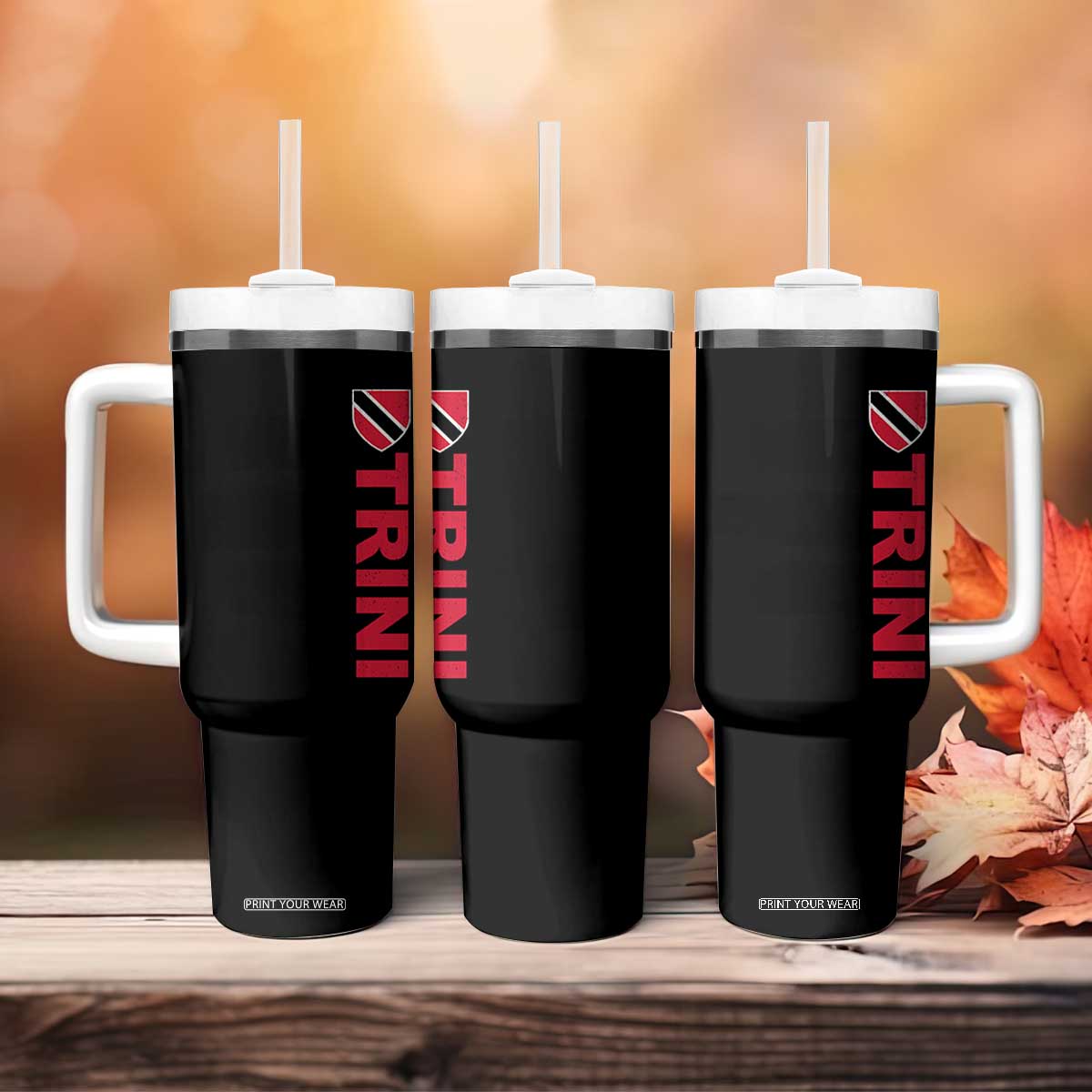 Vintage Trini Tumbler With Handle Trinidad and Tobago Flag Minimalist Patriotic Caribbean Pride TS10 Print Your Wear
