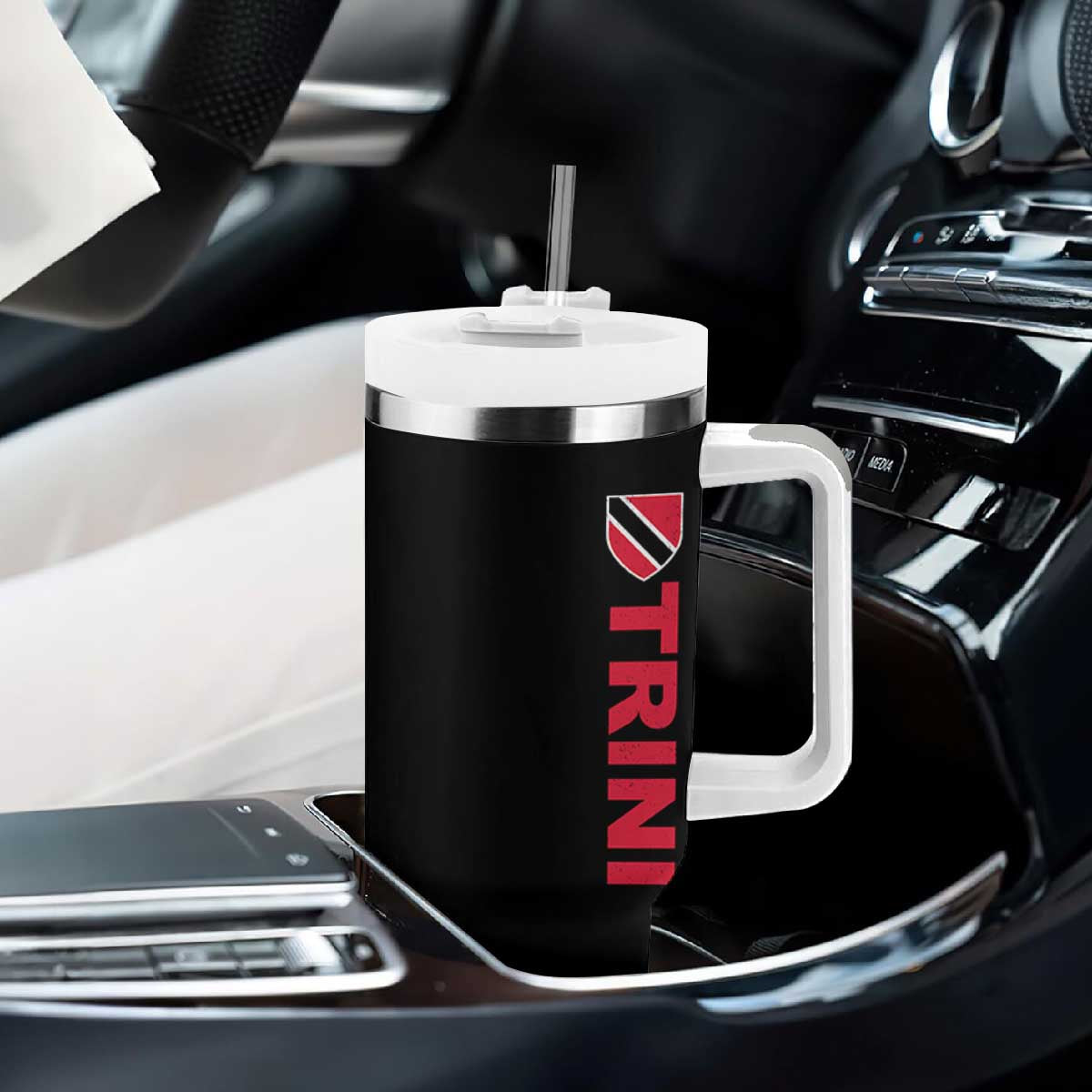 Vintage Trini Tumbler With Handle Trinidad and Tobago Flag Minimalist Patriotic Caribbean Pride TS10 Print Your Wear
