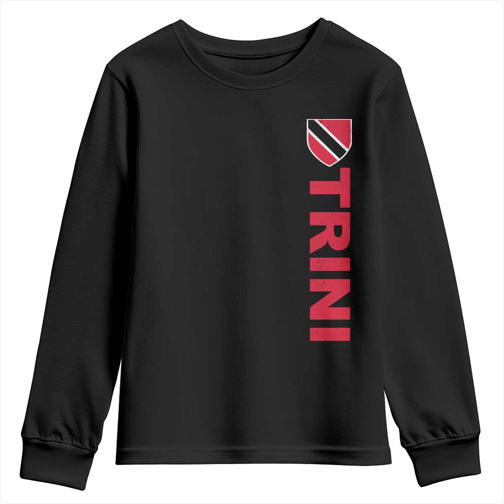 Vintage Trini Youth Sweatshirt Trinidad and Tobago Flag Minimalist Patriotic Caribbean Pride TS10 Black Print Your Wear