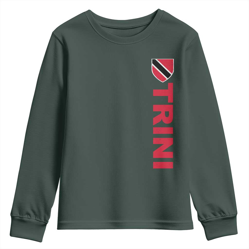 Vintage Trini Youth Sweatshirt Trinidad and Tobago Flag Minimalist Patriotic Caribbean Pride TS10 Dark Forest Green Print Your Wear