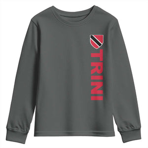 Vintage Trini Youth Sweatshirt Trinidad and Tobago Flag Minimalist Patriotic Caribbean Pride TS10 Dark Heather Print Your Wear