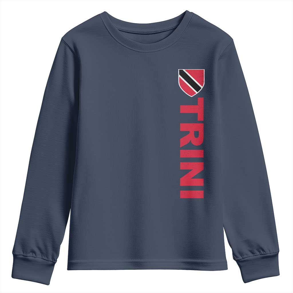 Vintage Trini Youth Sweatshirt Trinidad and Tobago Flag Minimalist Patriotic Caribbean Pride TS10 Navy Print Your Wear