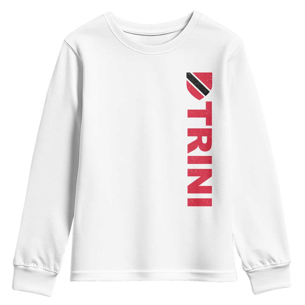 Vintage Trini Youth Sweatshirt Trinidad and Tobago Flag Minimalist Patriotic Caribbean Pride TS10 White Print Your Wear