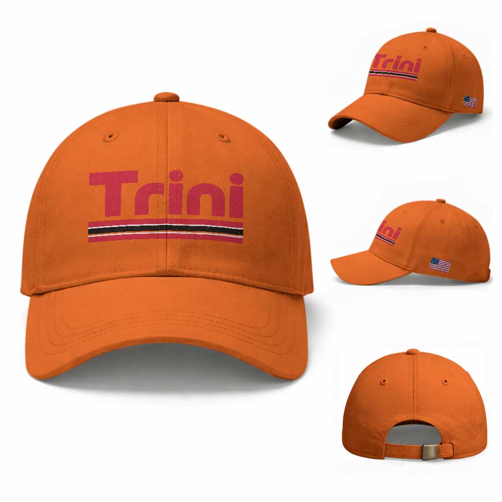 Retro Trini Baseball Cap Trinidad and Tobago Flag Caribbean Pride Heritage Gift TS10 Baseball Cap Universal Fit Orange Print Your Wear