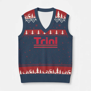 Retro Trini V-Neck Knit Sweater Vest Trinidad and Tobago Flag Caribbean Pride Heritage Gift TS10 Navy Red Print Your Wear