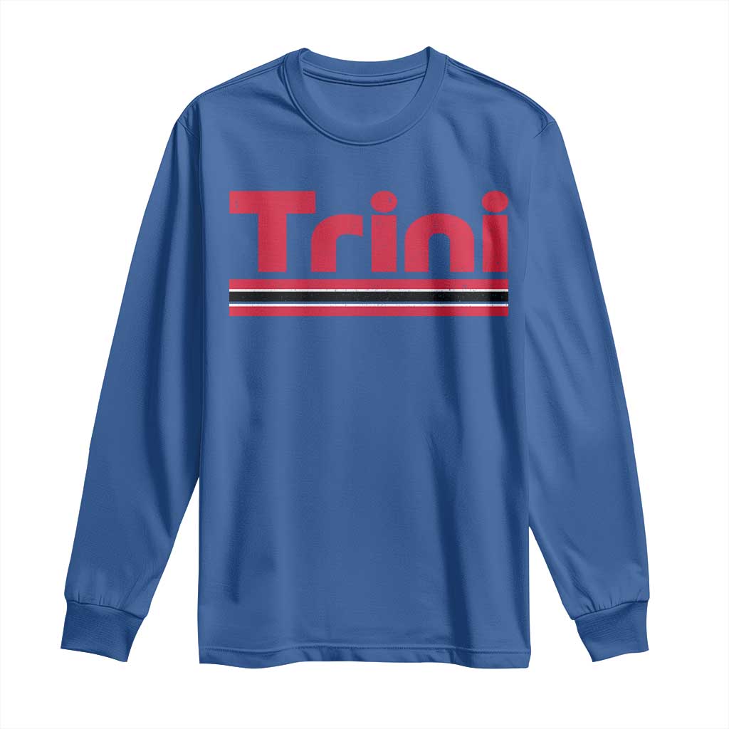 Retro Trini Long Sleeve Shirt Trinidad and Tobago Flag Caribbean Pride Heritage Gift TS10 Royal Blue Print Your Wear