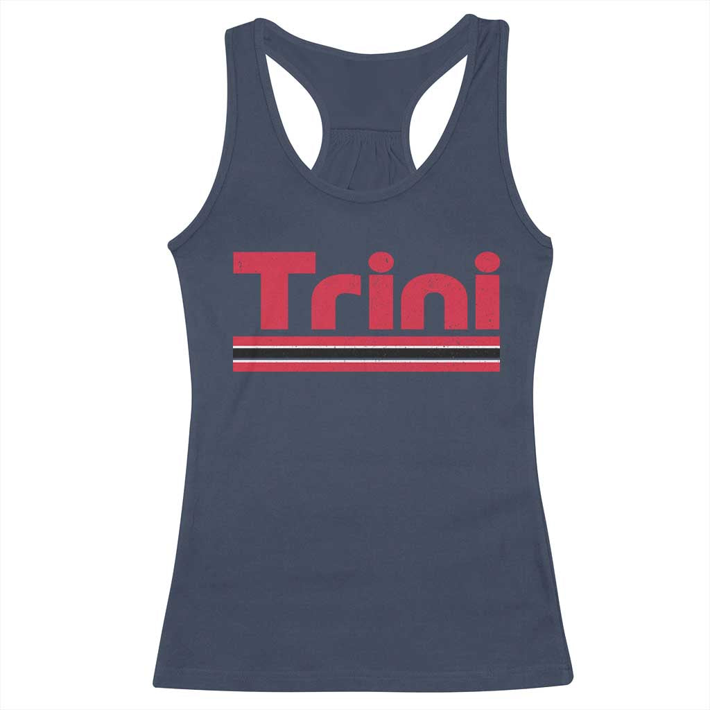 Retro Trini Racerback Tank Top Trinidad and Tobago Flag Caribbean Pride Heritage Gift TS10 Navy Print Your Wear