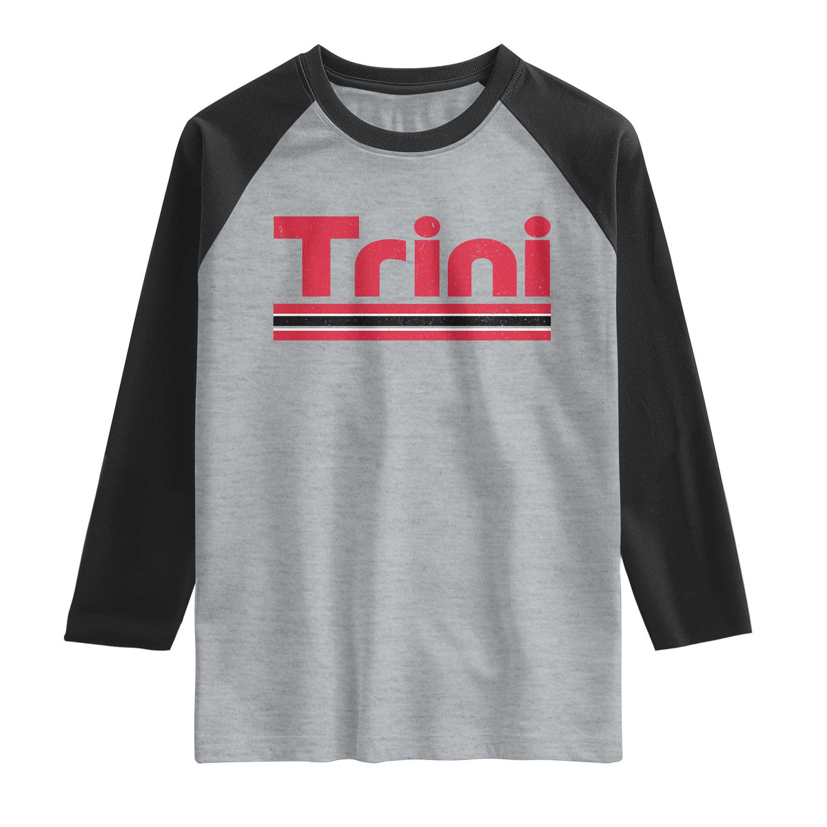 Retro Trini Raglan Shirt Trinidad and Tobago Flag Caribbean Pride Heritage Gift TS10 XS Heather Gray Black Print Your Wear