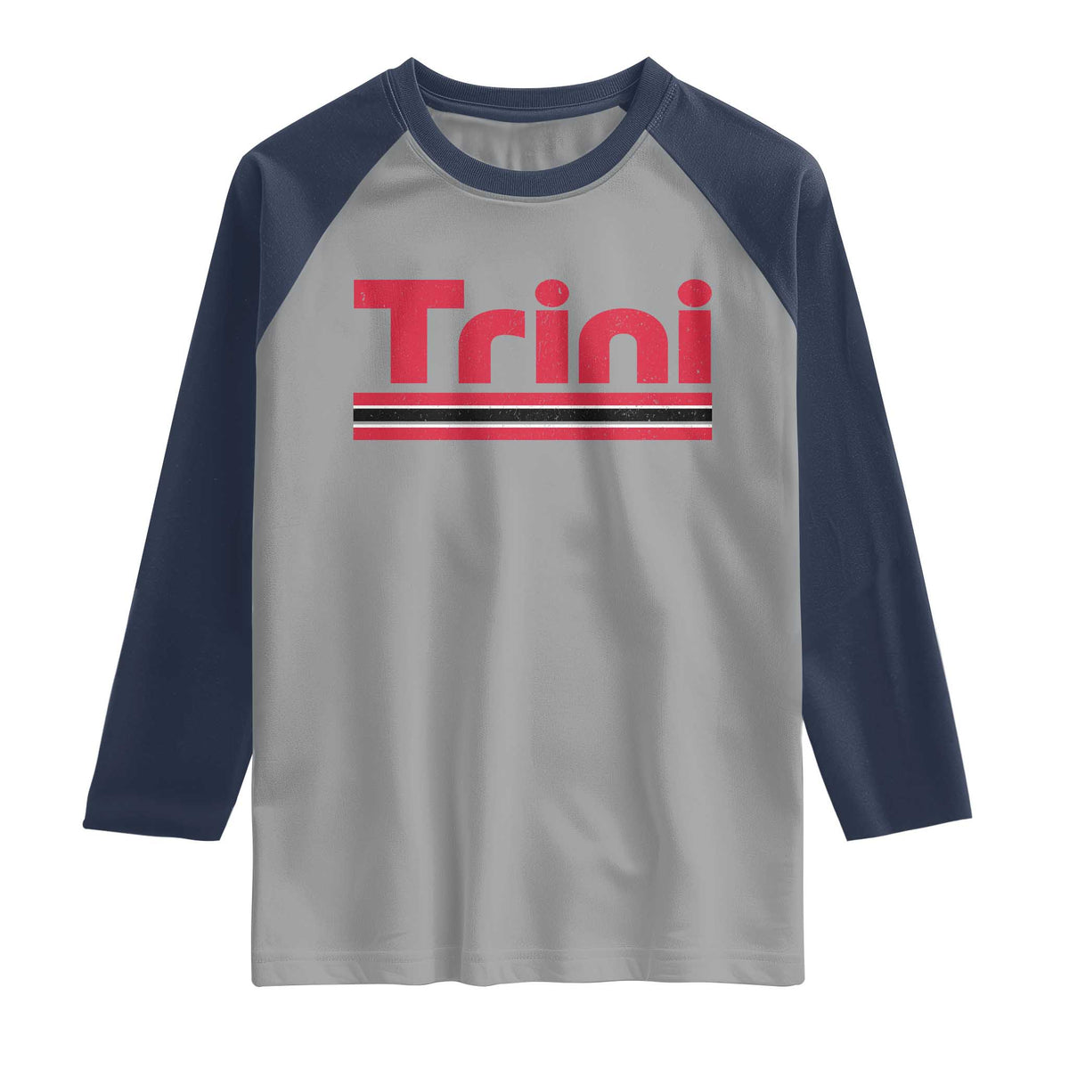 Retro Trini Raglan Shirt Trinidad and Tobago Flag Caribbean Pride Heritage Gift TS10 Sport Gray Navy Print Your Wear