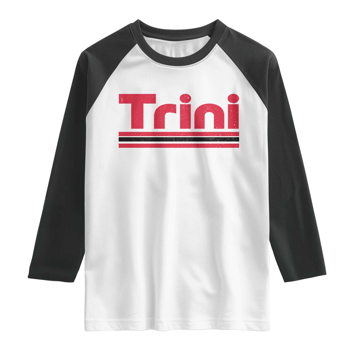 Retro Trini Raglan Shirt Trinidad and Tobago Flag Caribbean Pride Heritage Gift TS10 White Black Print Your Wear