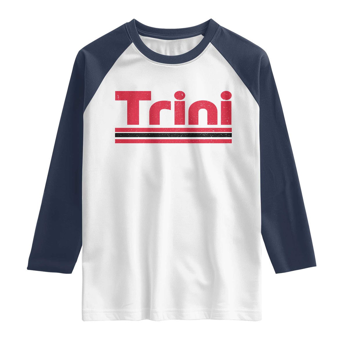 Retro Trini Raglan Shirt Trinidad and Tobago Flag Caribbean Pride Heritage Gift TS10 White Navy Print Your Wear