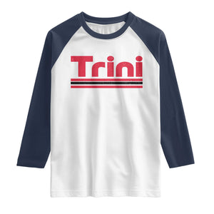 Retro Trini Raglan Shirt Trinidad and Tobago Flag Caribbean Pride Heritage Gift TS10 White Navy Print Your Wear