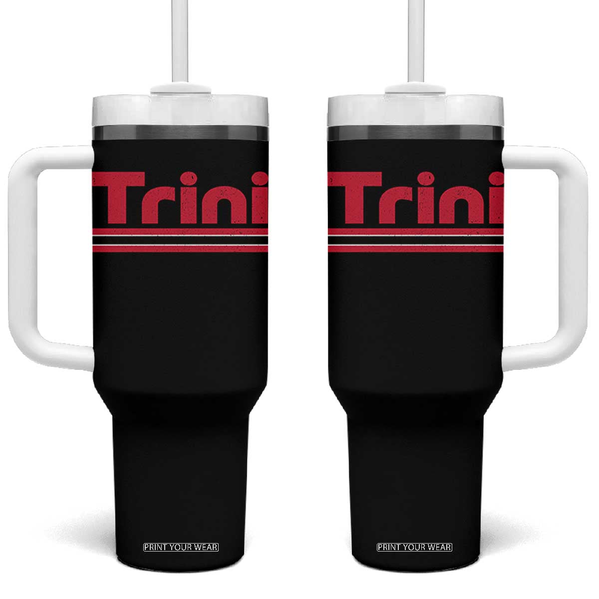 Retro Trini Tumbler With Handle Trinidad and Tobago Flag Caribbean Pride Heritage Gift TS10 One Size: 40 oz Black Print Your Wear