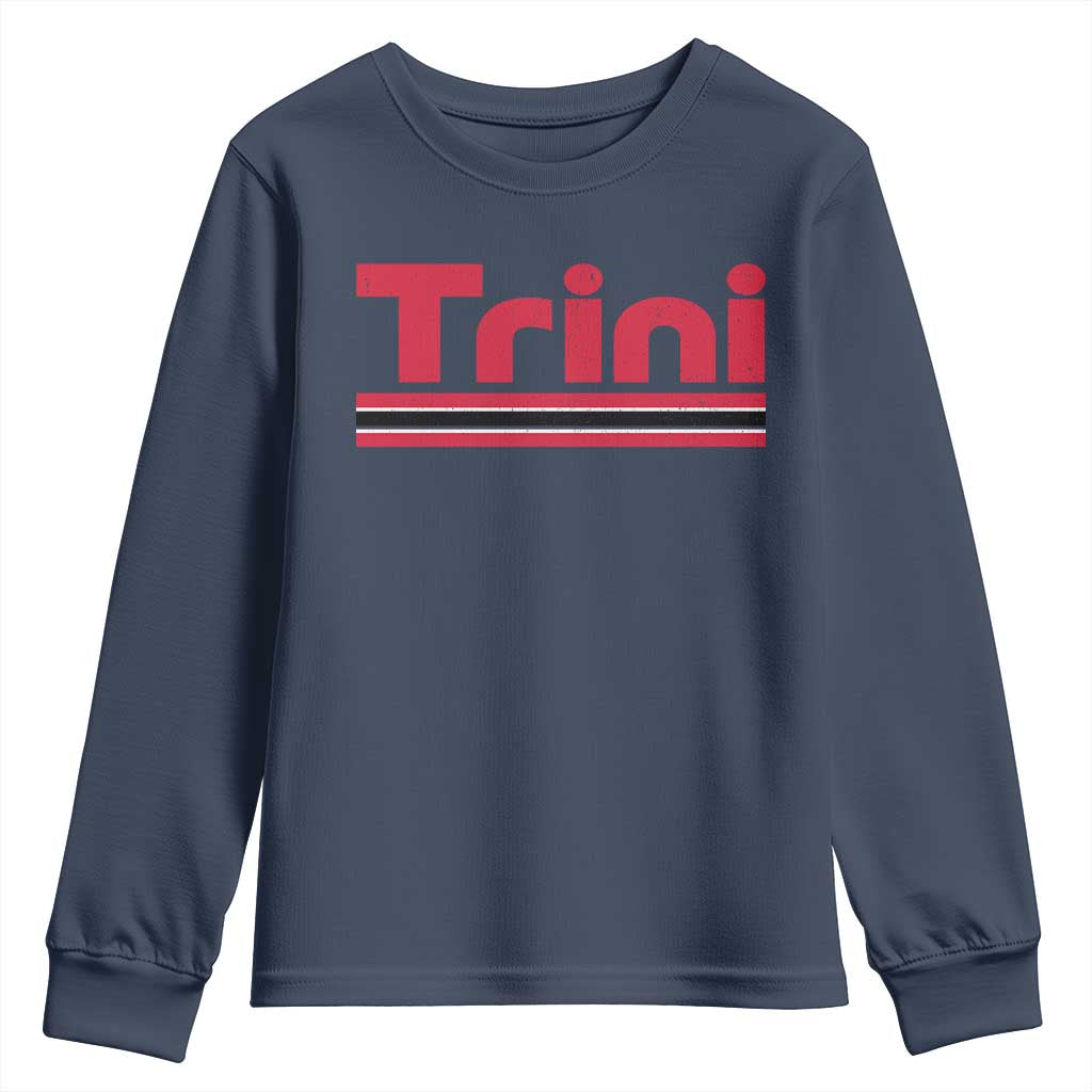 Retro Trini Youth Sweatshirt Trinidad and Tobago Flag Caribbean Pride Heritage Gift TS10 Navy Print Your Wear