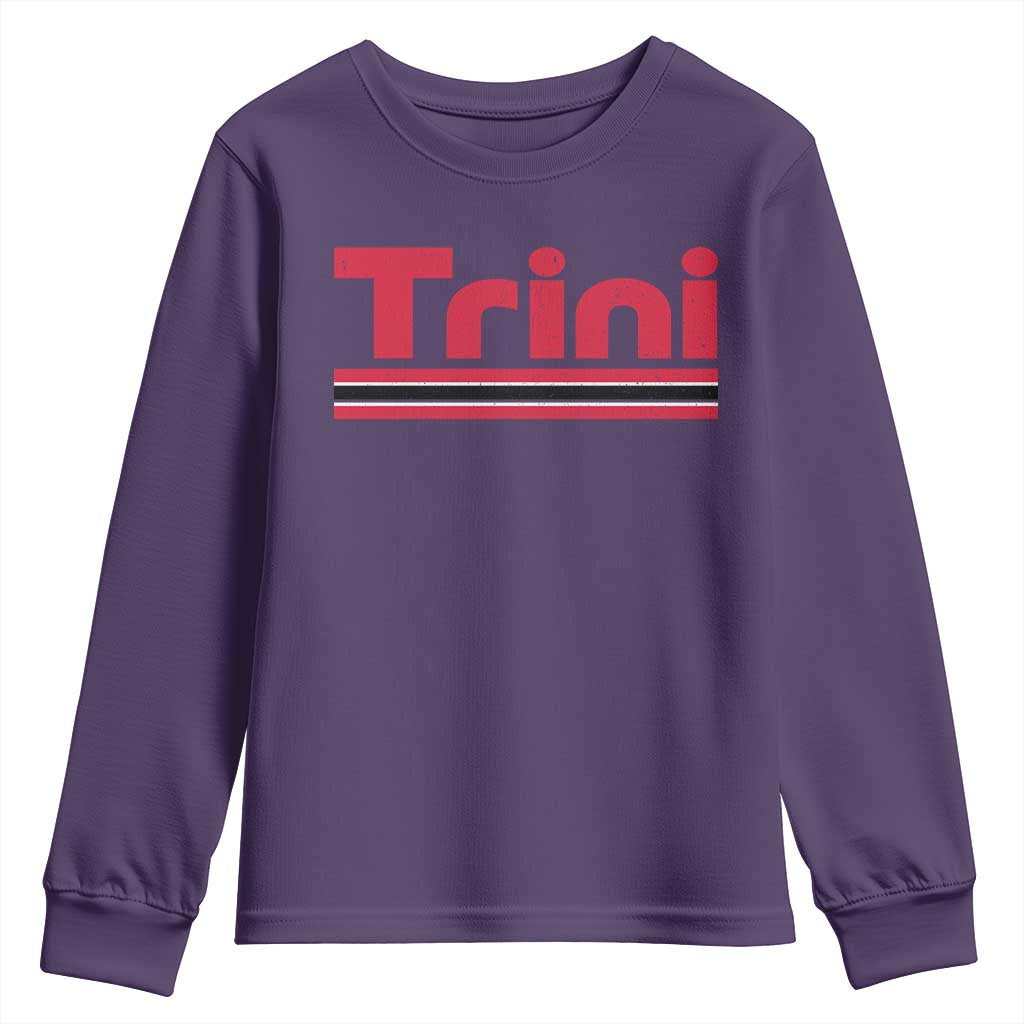 Retro Trini Youth Sweatshirt Trinidad and Tobago Flag Caribbean Pride Heritage Gift TS10 Purple Print Your Wear