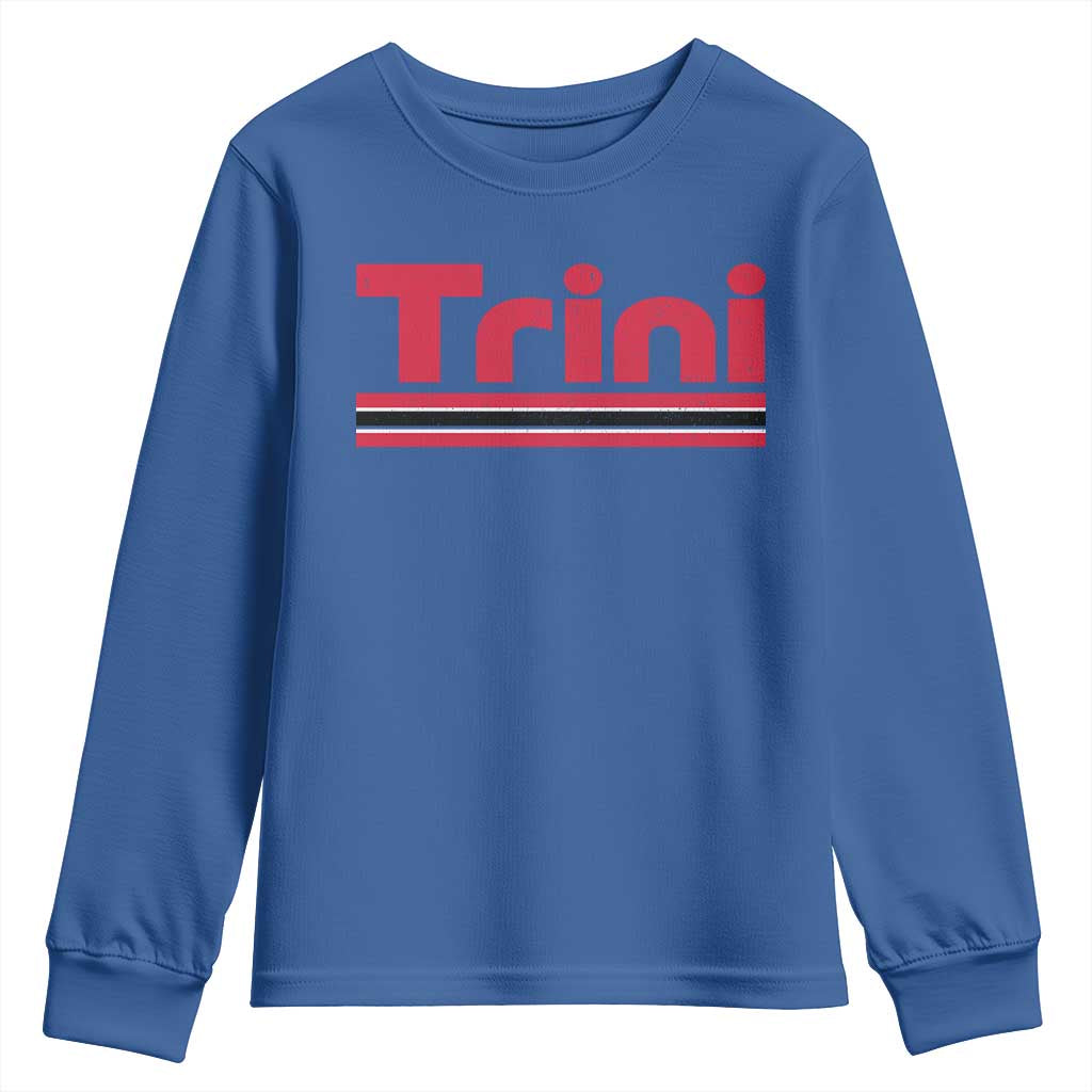 Retro Trini Youth Sweatshirt Trinidad and Tobago Flag Caribbean Pride Heritage Gift TS10 Royal Blue Print Your Wear