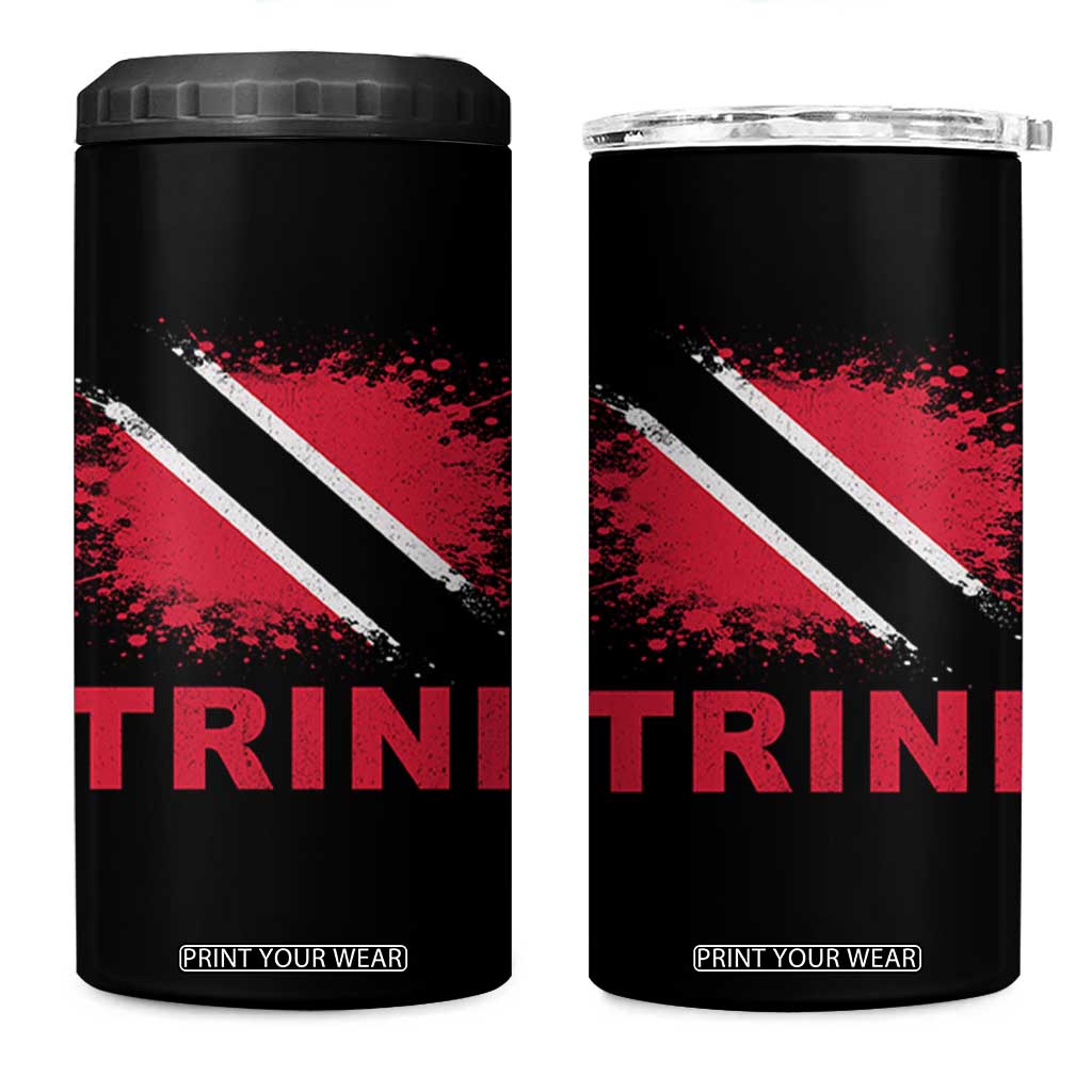 Retro Vintage Trini 4 in 1 Can Cooler Tumbler Watercolors Sport Trinidad and Tobago Flag TS10 One Size: 16 oz Black Print Your Wear