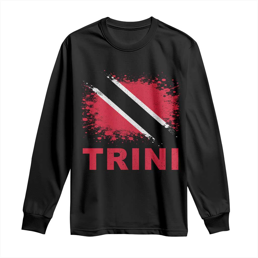 Retro Vintage Trini Long Sleeve Shirt Watercolors Sport Trinidad and Tobago Flag TS10 Black Print Your Wear