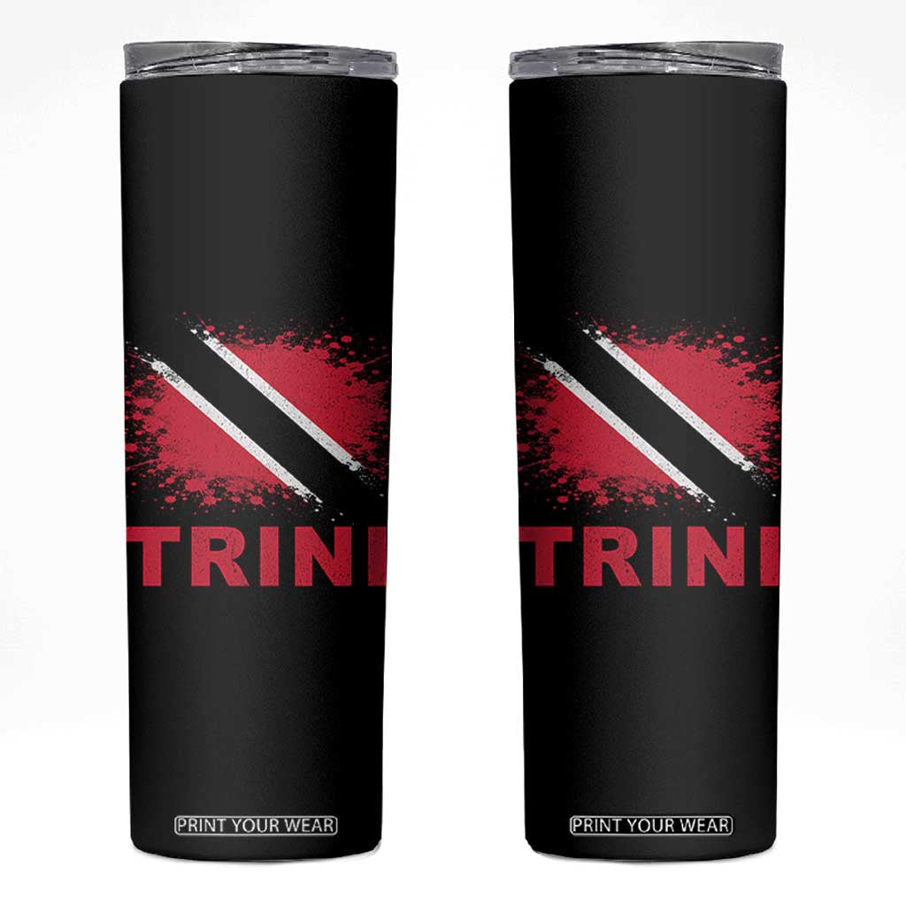 Retro Vintage Trini Skinny Tumbler Watercolors Sport Trinidad and Tobago Flag TS10 Black Print Your Wear