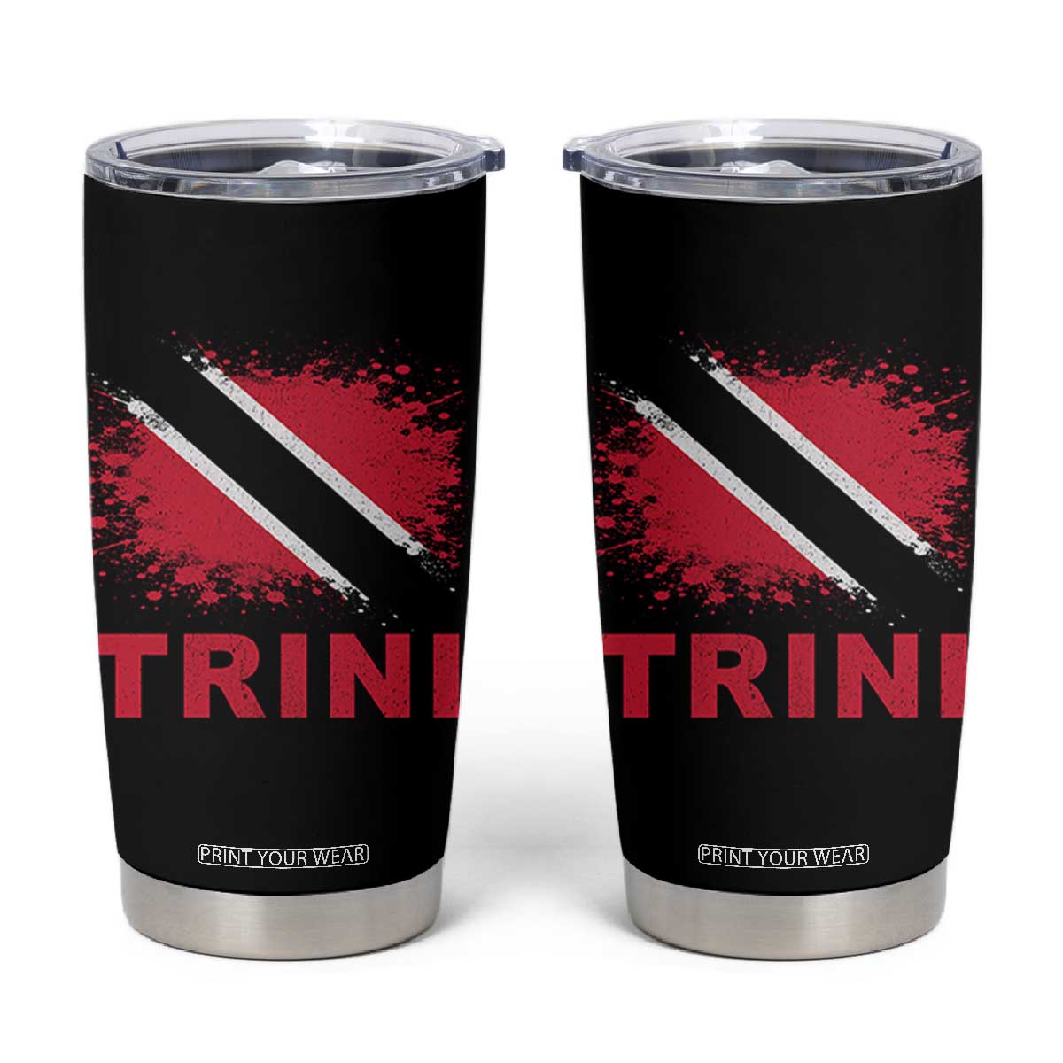 Retro Vintage Trini Tumbler Cup Watercolors Sport Trinidad and Tobago Flag TS10 Black Print Your Wear
