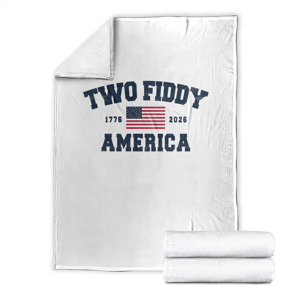 Two Fiddy USA 250th Anniversary Throw Blanket United States Flag July 4th 2026 1776 Patriotic Humor