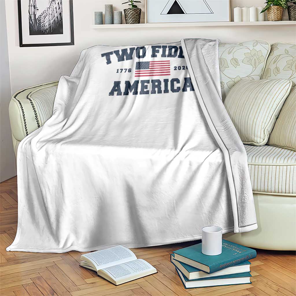 Two Fiddy USA 250th Anniversary Throw Blanket United States Flag July 4th 2026 1776 Patriotic Humor