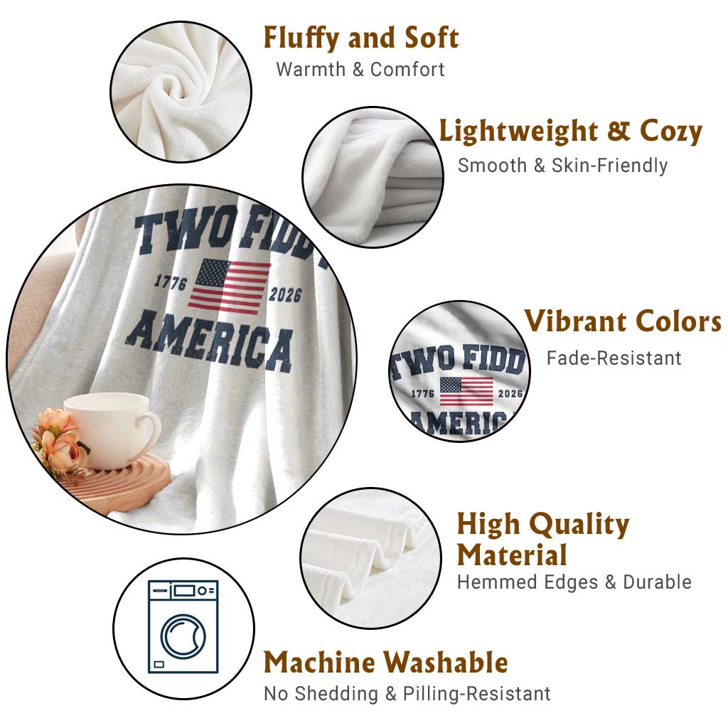 Two Fiddy USA 250th Anniversary Throw Blanket United States Flag July 4th 2026 1776 Patriotic Humor