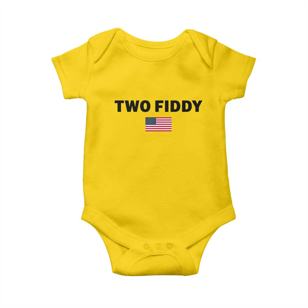 Two Fiddy American Flag Baby Onesie Funny 250th America Celebration Patriotic Graphic