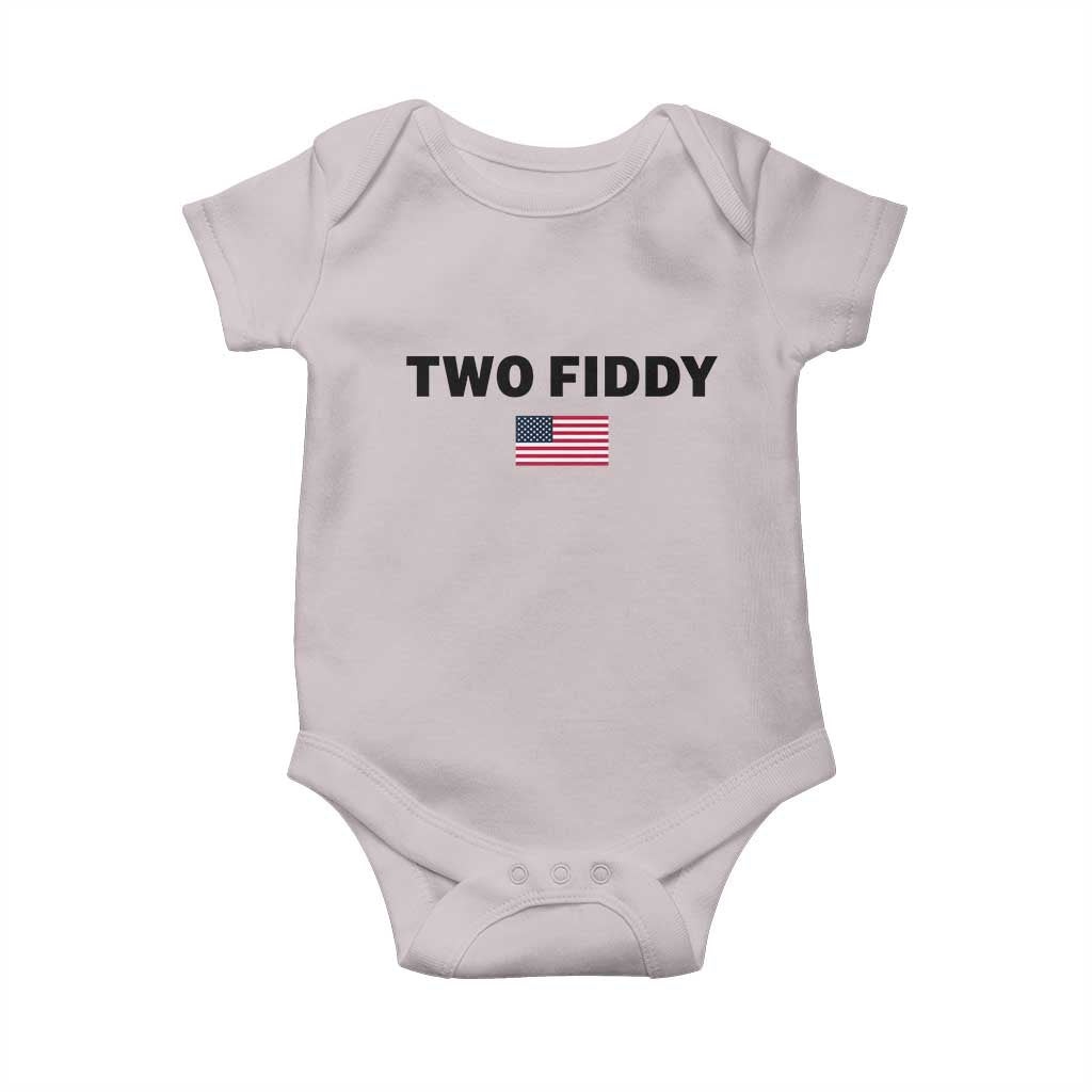 Two Fiddy American Flag Baby Onesie Funny 250th America Celebration Patriotic Graphic