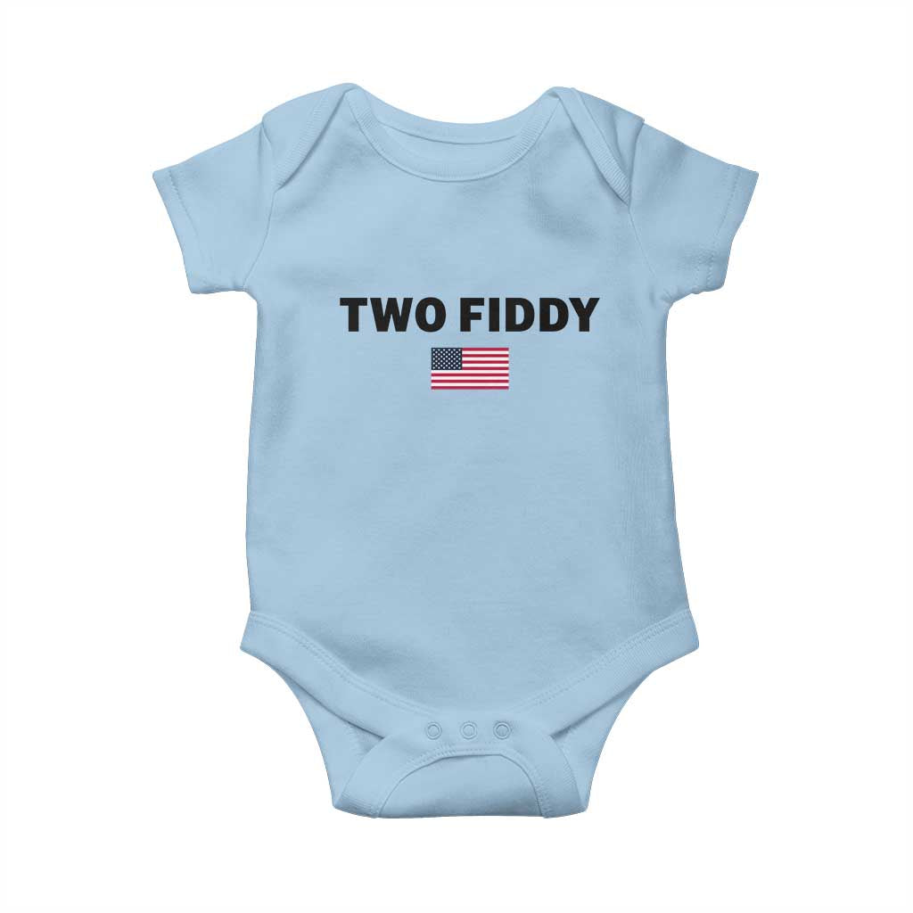 Two Fiddy American Flag Baby Onesie Funny 250th America Celebration Patriotic Graphic